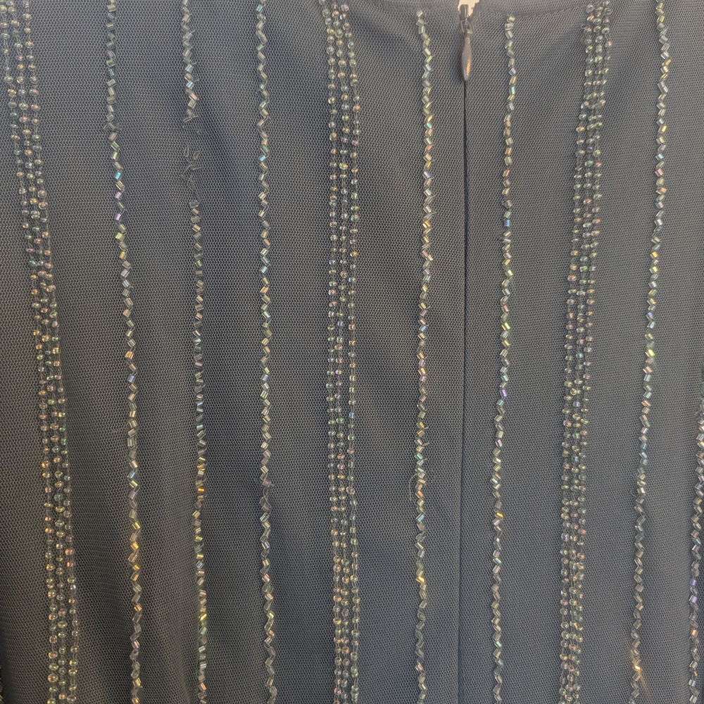 JS Collections Dusty Blue Long Sleeve Beaded Gown - Picture 7 of 8